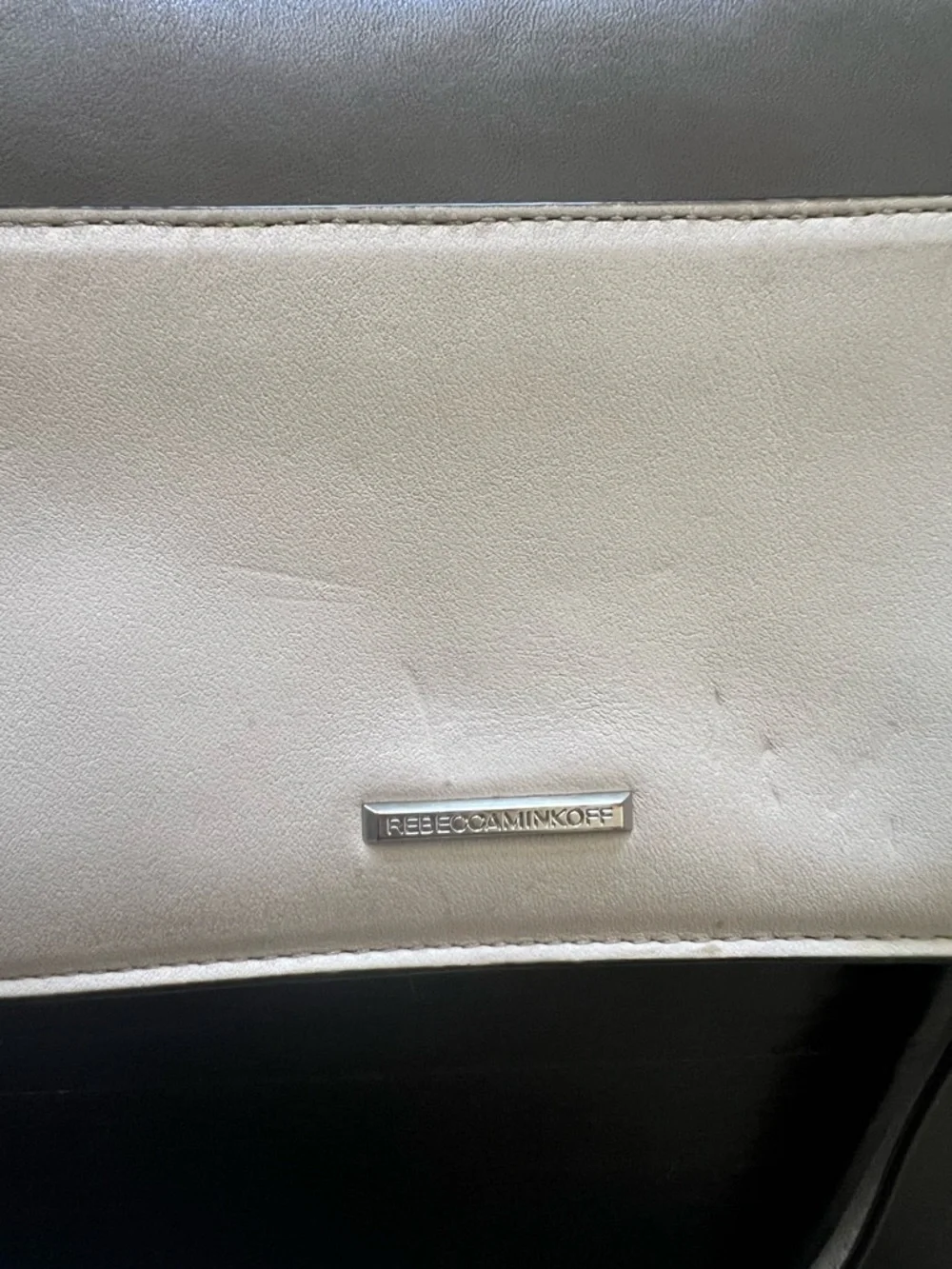 Rebecca Minkoff Small Gray and White Crossbody with Silver Chain